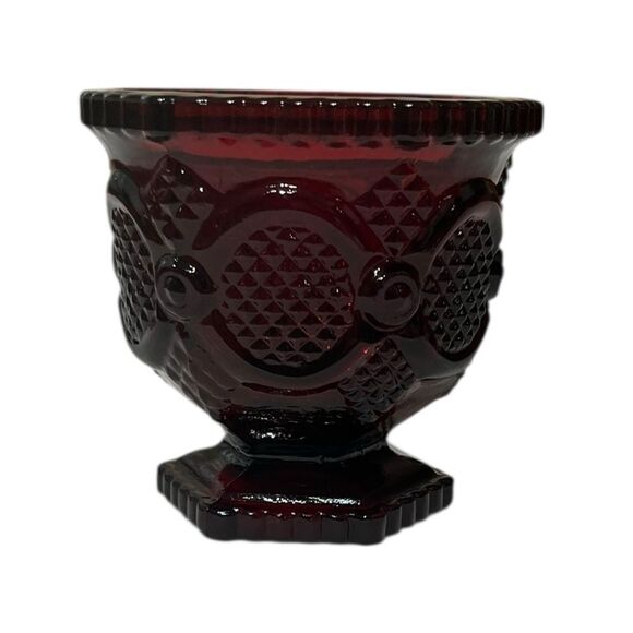 Avon 1876 Cape Cod Collection Vintage Ruby Red Glass Sugar Bowl - Picture 2 of 9